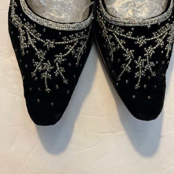 Emma Hope BlackVelvet Suede Trim Bow Women Flats Shoes Size EU 39 / US 8.5 Italy - Picture 5 of 8